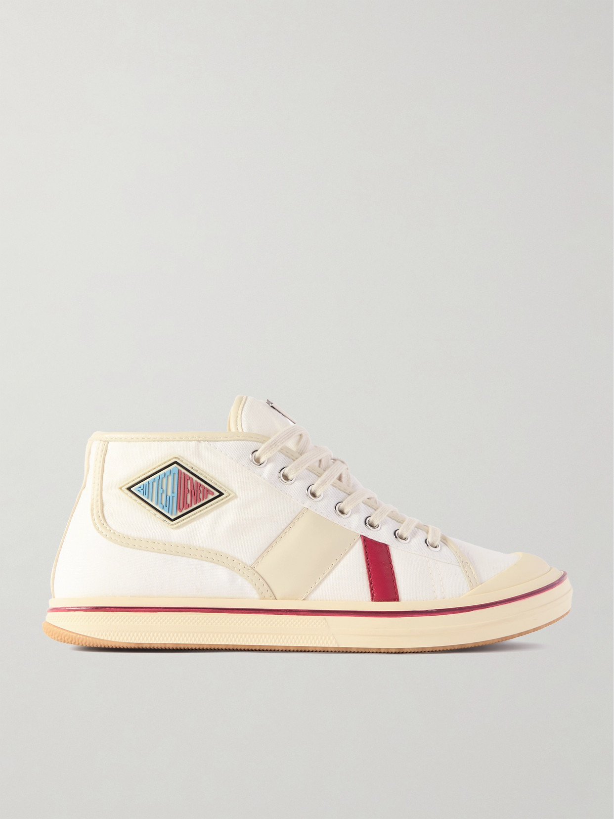 Bottega Veneta Summer Canvas Leather High-top Sneakers In Off-white