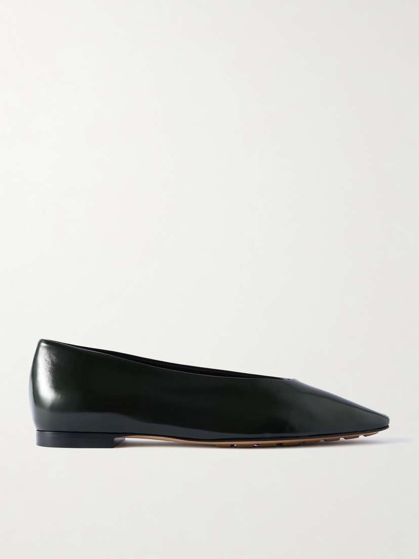 Bottega Veneta Sofia Glossed-leather Point-toe Ballet Flats