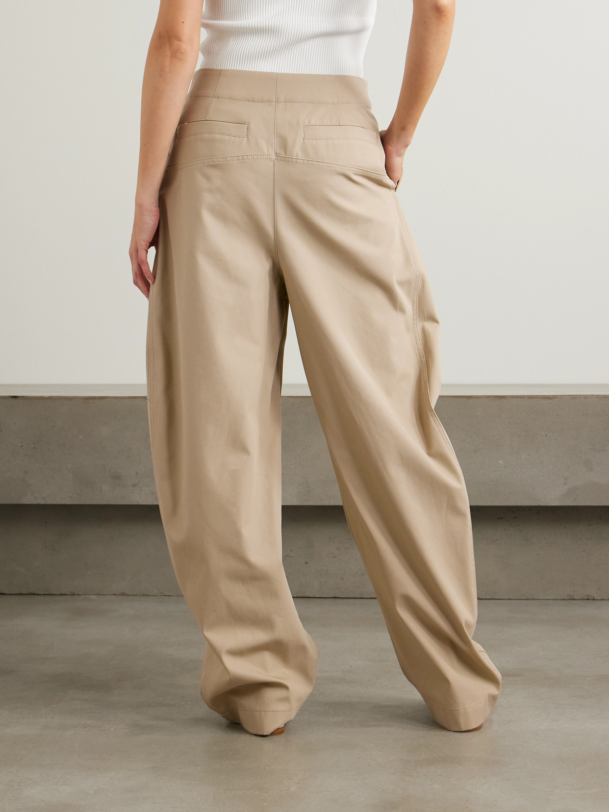 Bottega Veneta Cotton-twill Barrel-leg Pants In Neutrals