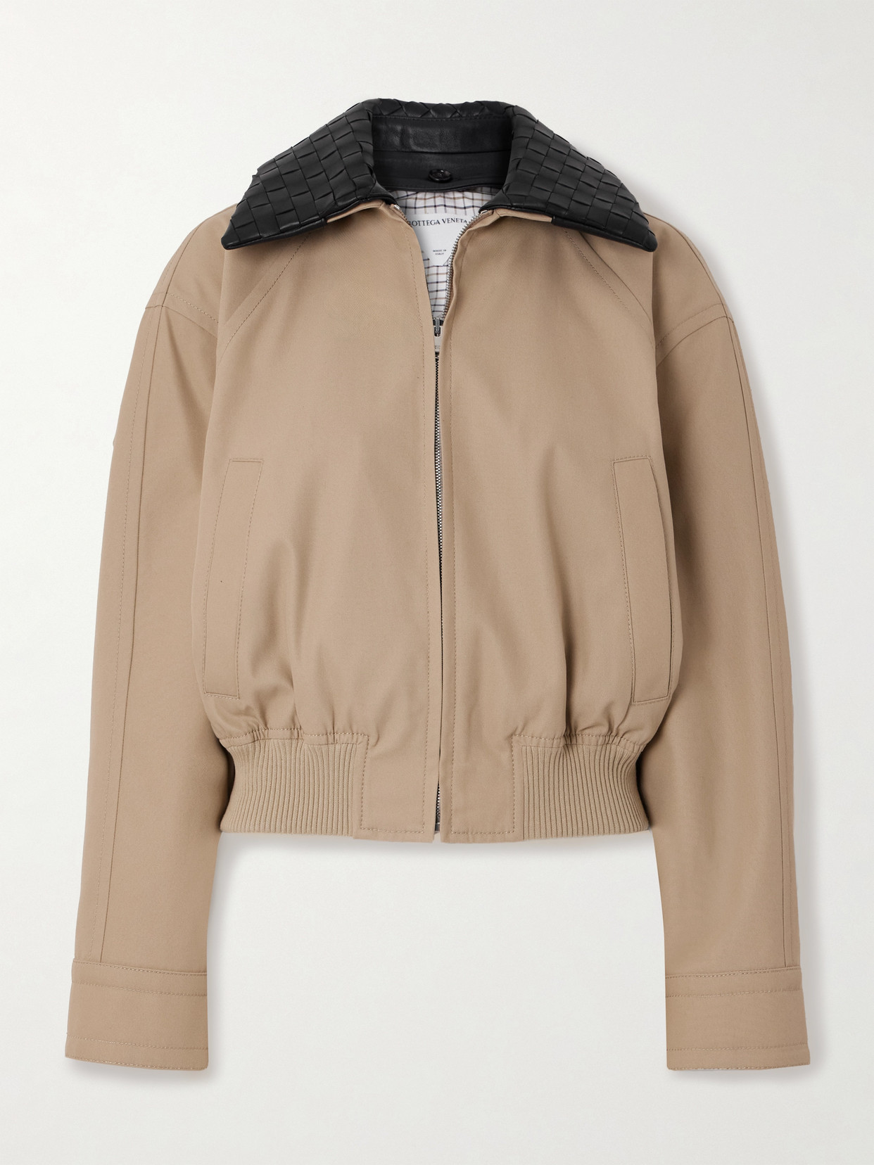 Bottega Veneta Beige Jacket With Removable Collar With Intrecciato Motif In Cotton Woman In Neutrals