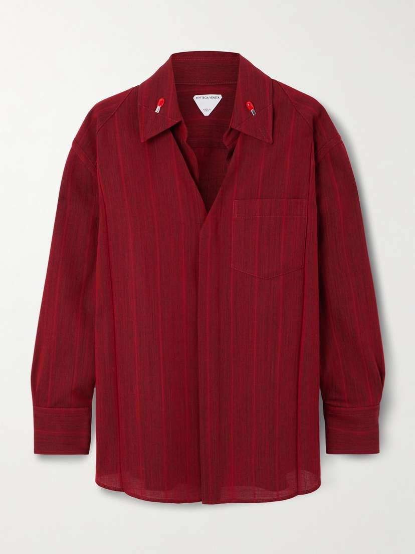 Bottega Veneta Embellished Striped Wool-blend Shirt