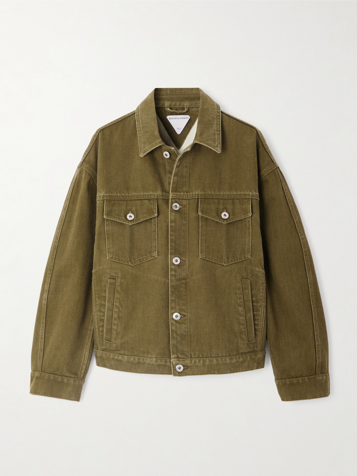 Bottega Veneta Suede-trimmed Denim Jacket In Green