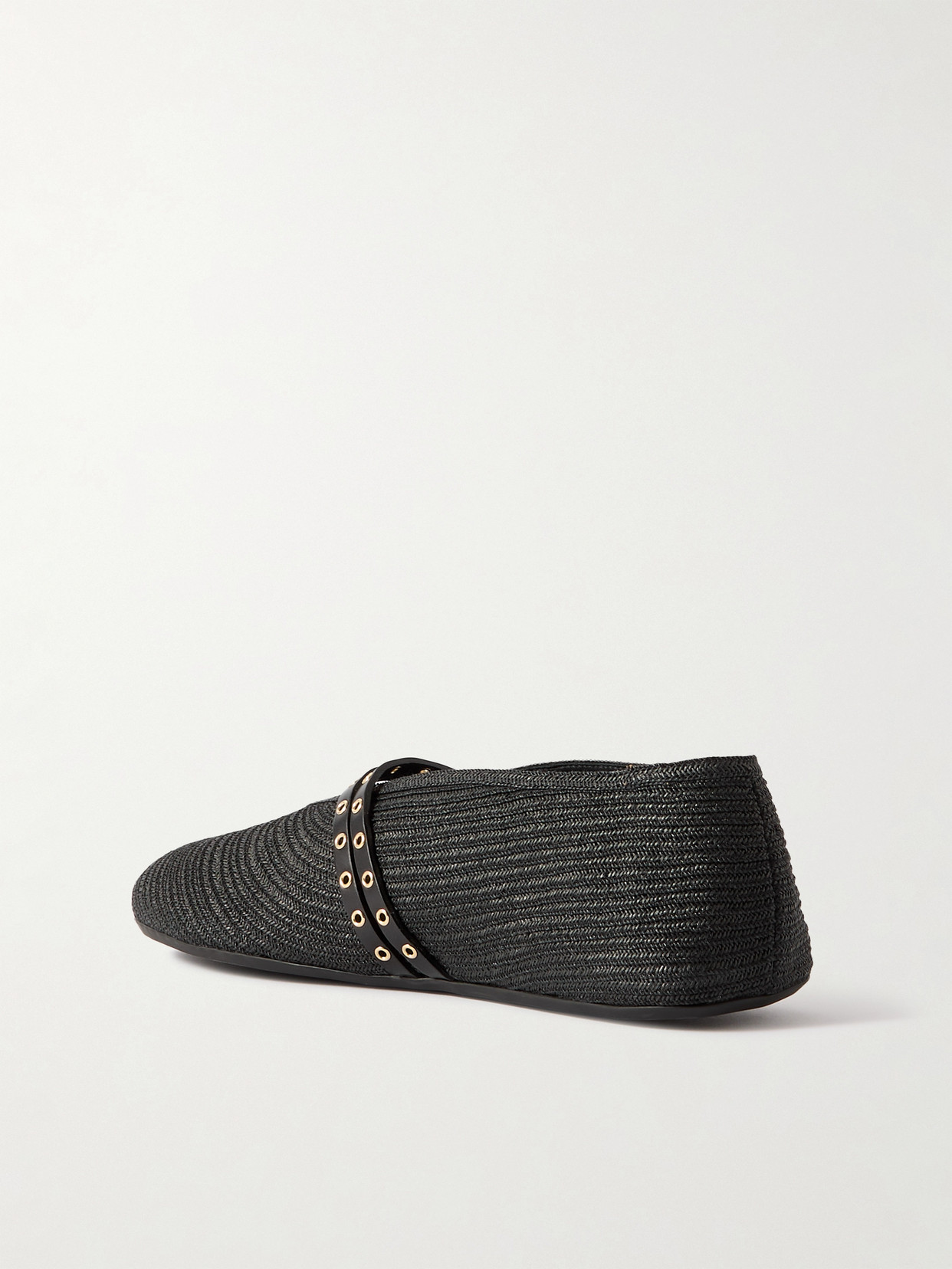 Alaïa Leather-trimmed Straw Ballet Flats