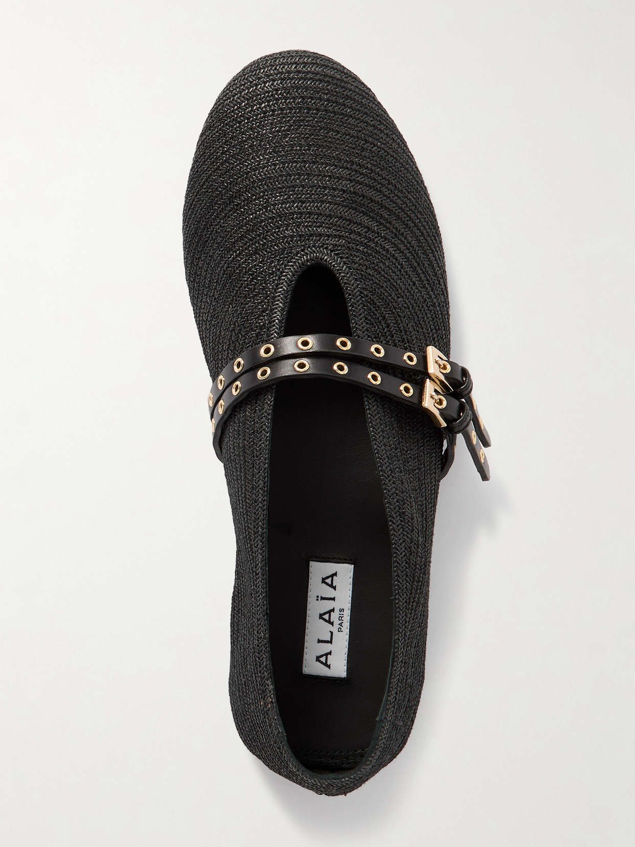 Alaïa Leather-trimmed Straw Ballet Flats