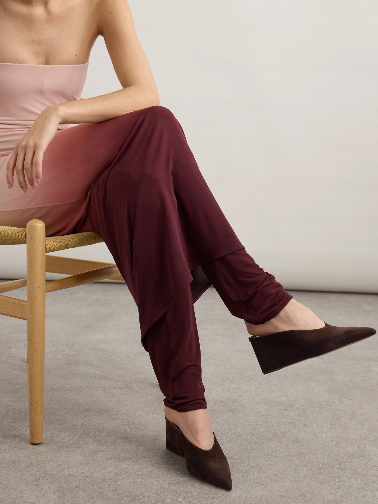 ALAÏA 75 SUEDE POINT-TOE WEDGE MULES
