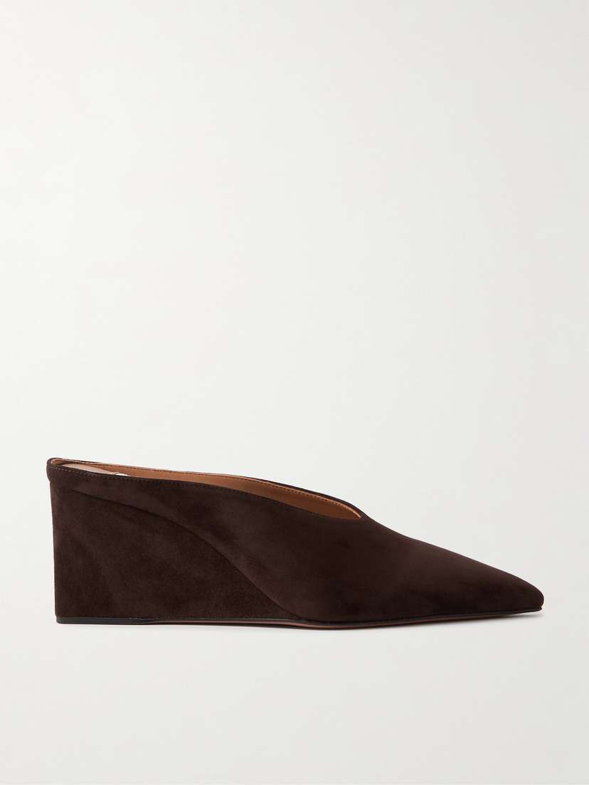 Alaïa 75 Suede Point-toe Wedge Mules