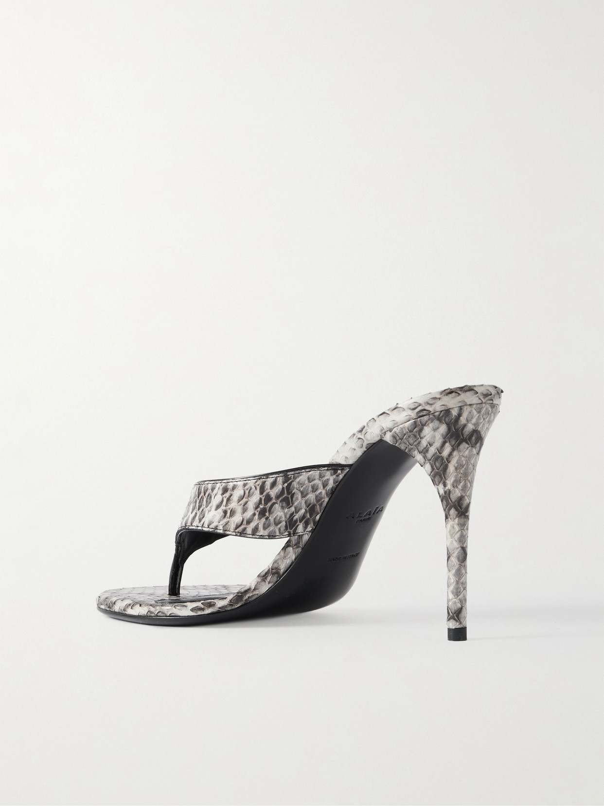 Alaïa - Tong 90 Patent Leather-Trimmed Elaphe Sandals