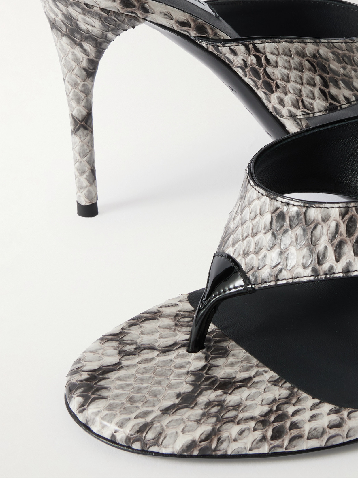 Alaïa - Tong 90 Patent Leather-Trimmed Elaphe Sandals
