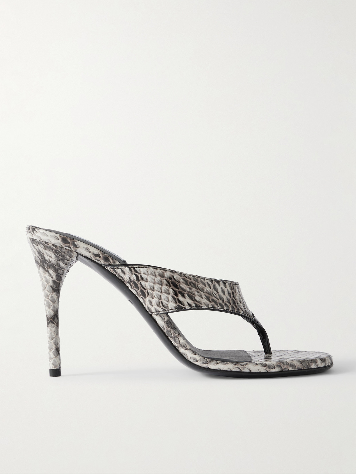 Alaïa Tong 90 Patent Leather-trimmed Elaphe Sandals