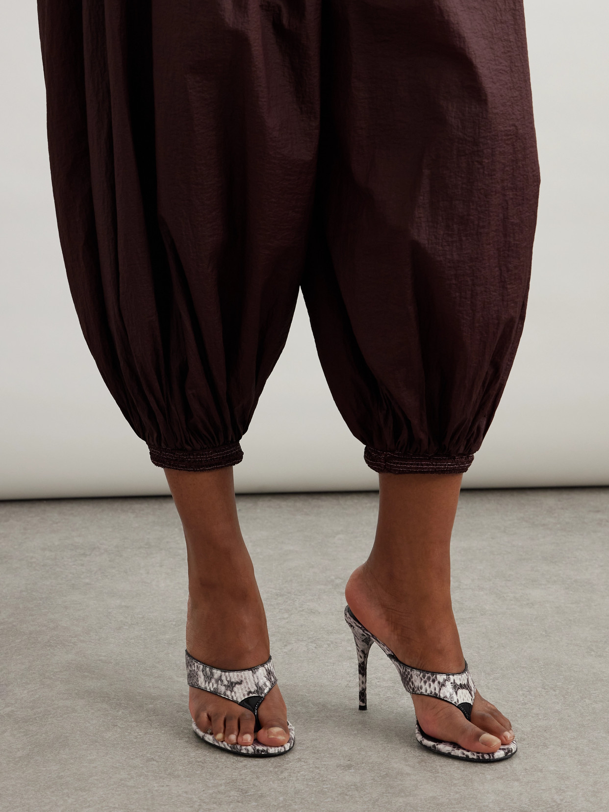 Alaïa - Tong 90 Patent Leather-Trimmed Elaphe Sandals