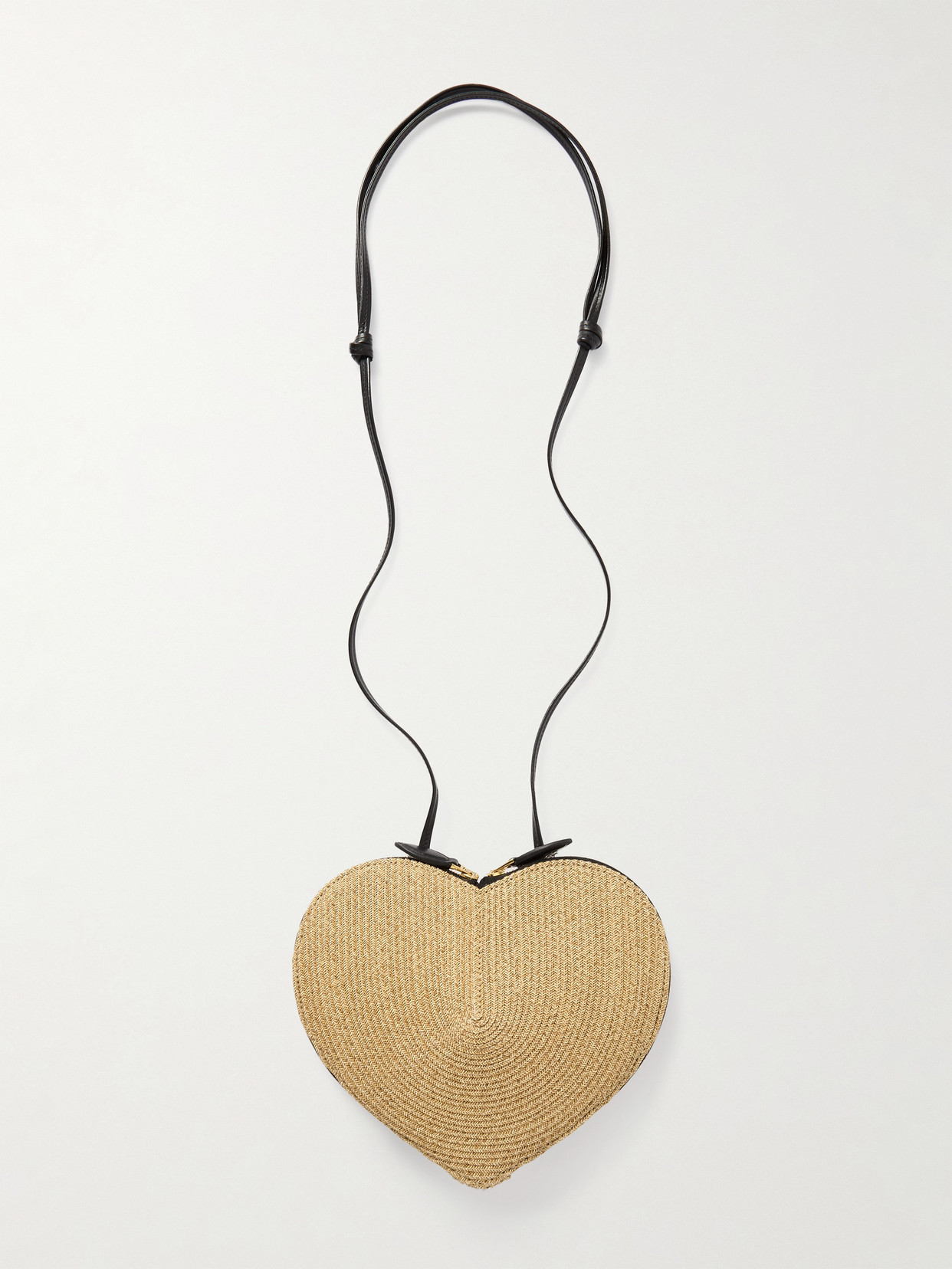 Alaïa Le Coeur Leather-trimmed Raffia Shoulder Bag In Neutral