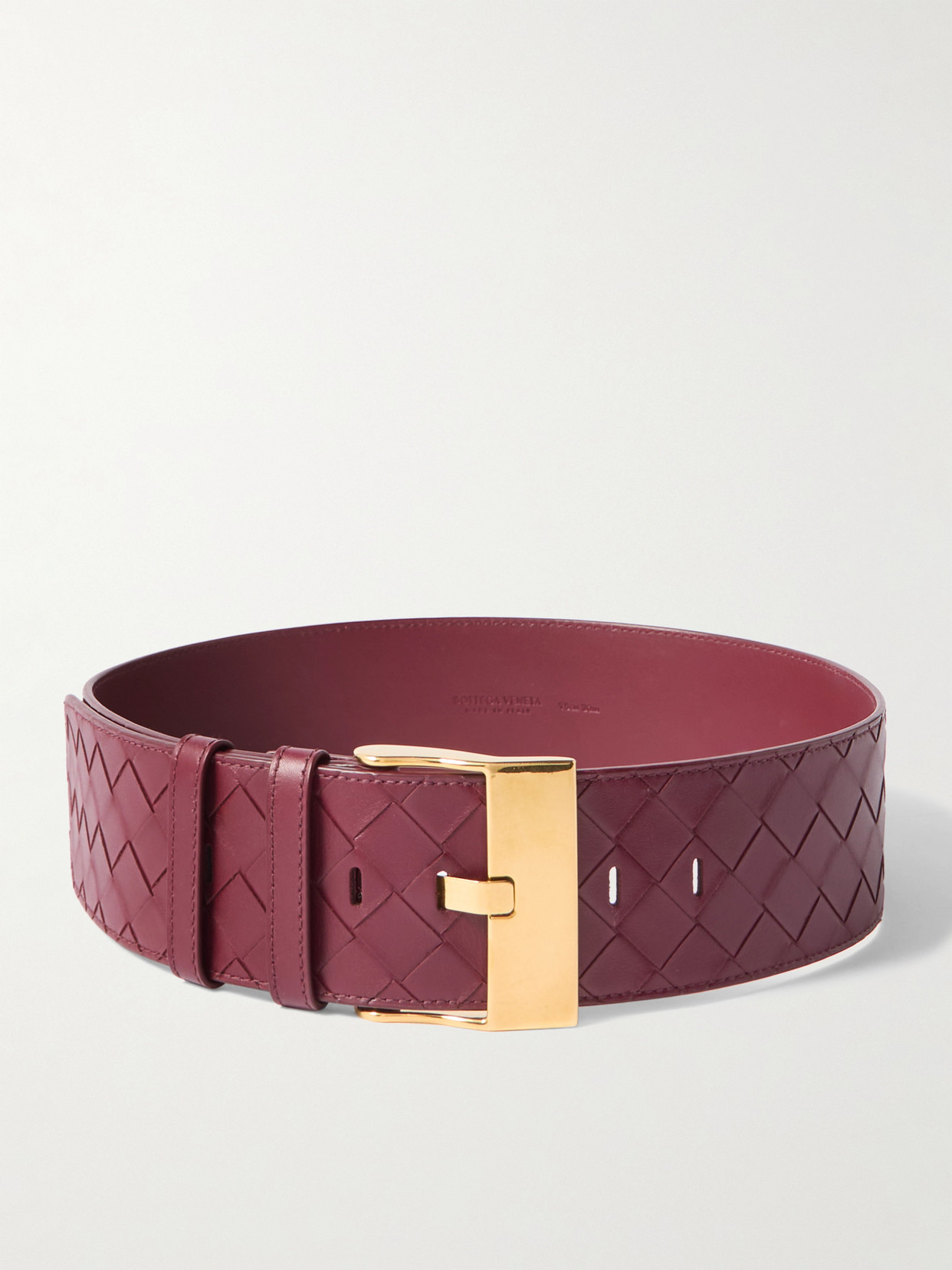 Bottega Veneta Intrecciato Leather Belt In Burgundy