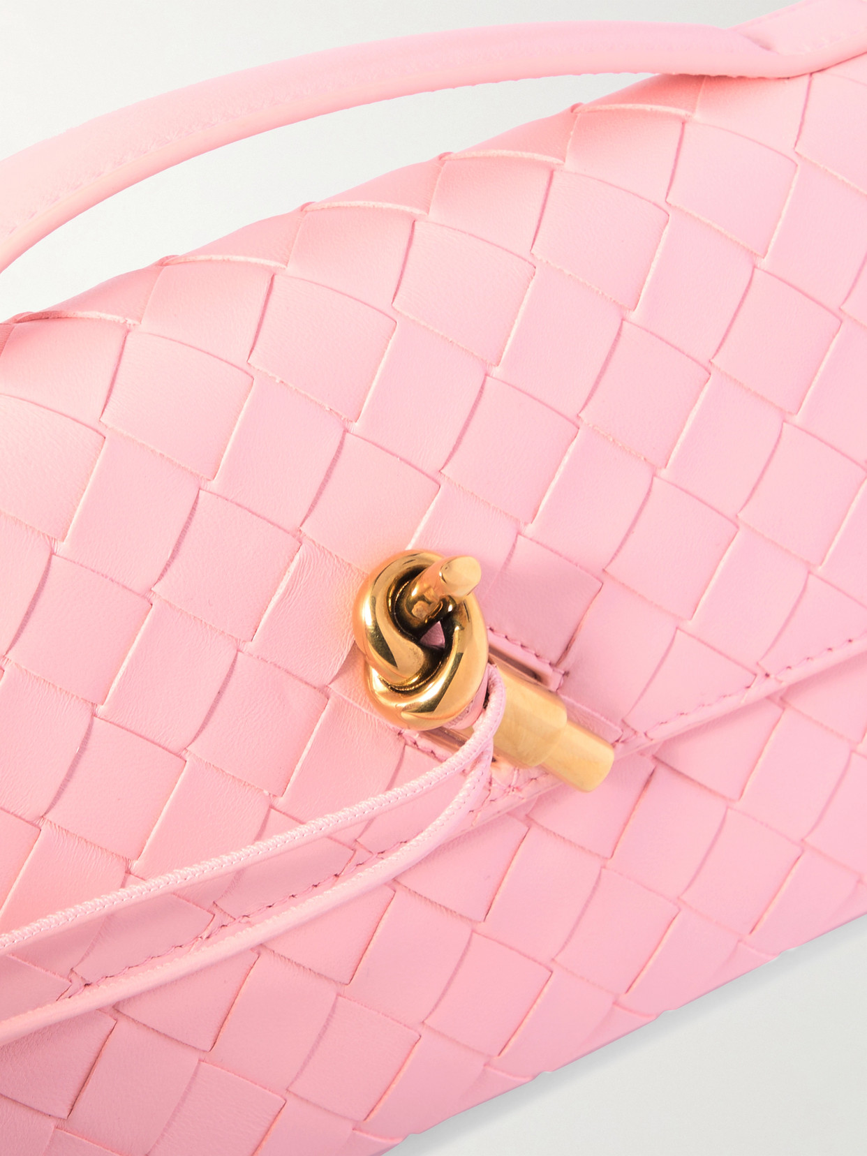 Bottega Veneta Long Andiamo Intrecciato Leather Clutch In Pink