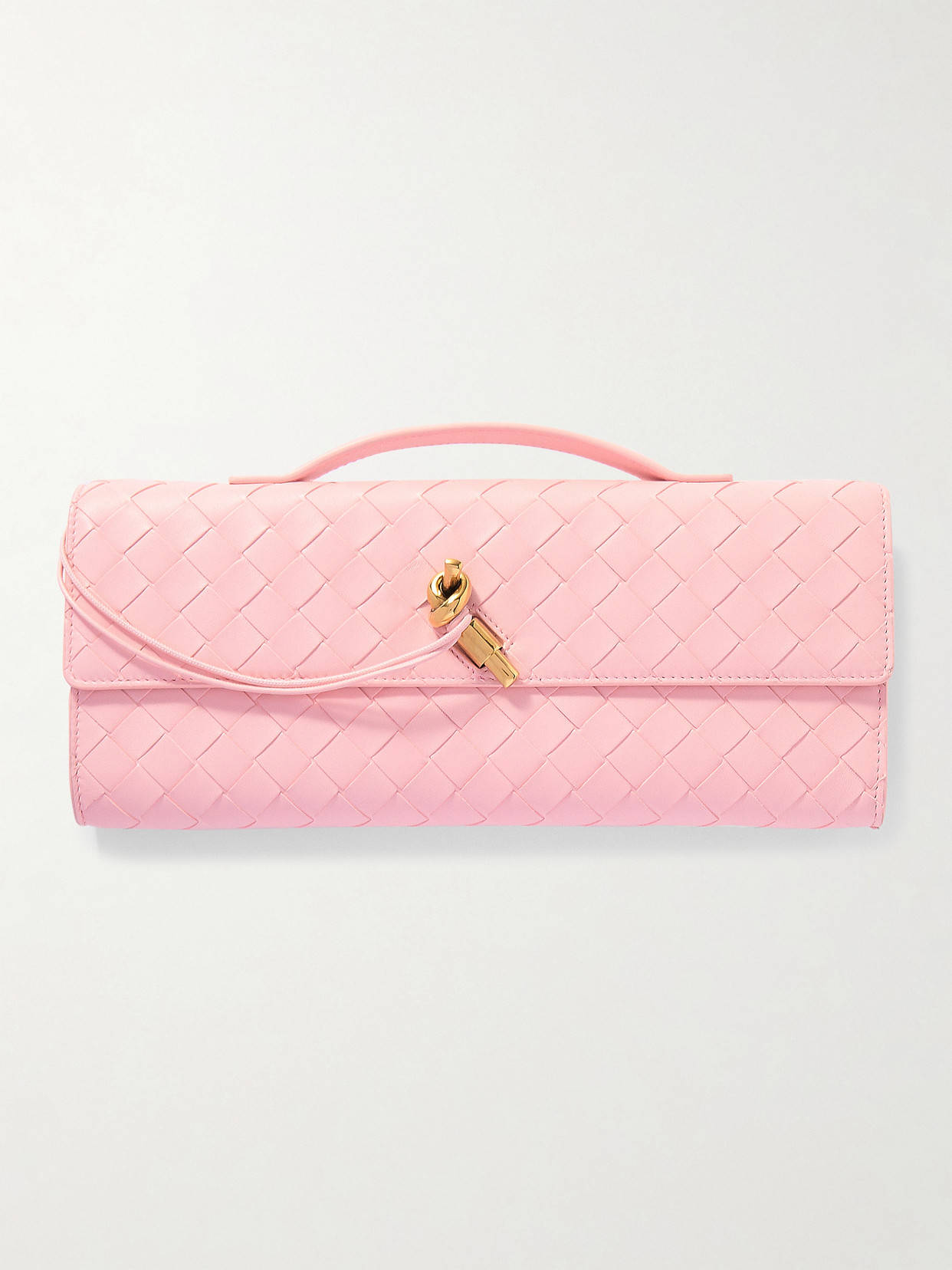 Bottega Veneta Long Andiamo Intrecciato Leather Clutch In Pink