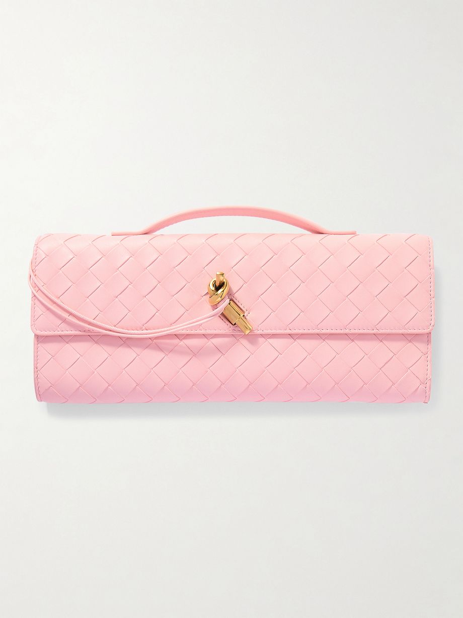 Andiamo long Intrecciato metallic leather clutch