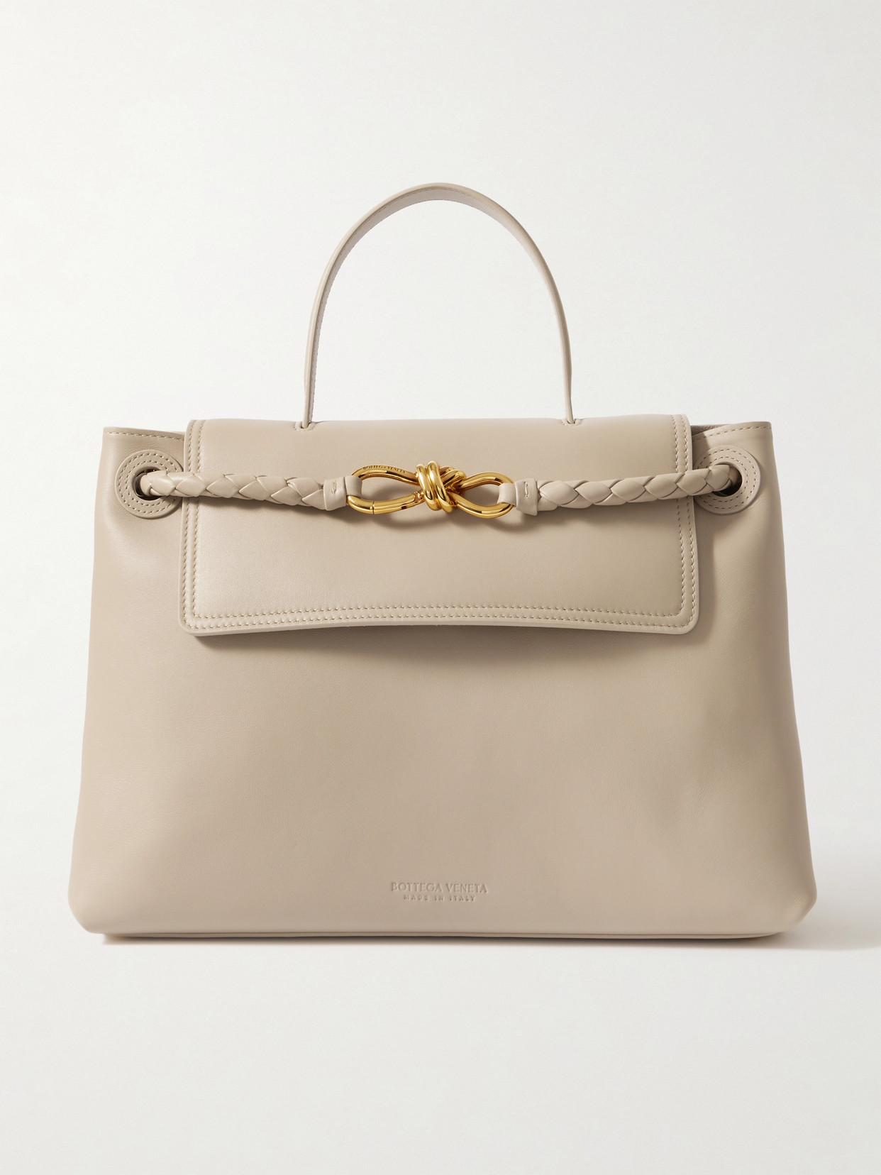 Bottega Veneta Ciao Ciao Knot Detail Leather Top Handle Bag In Neutrals