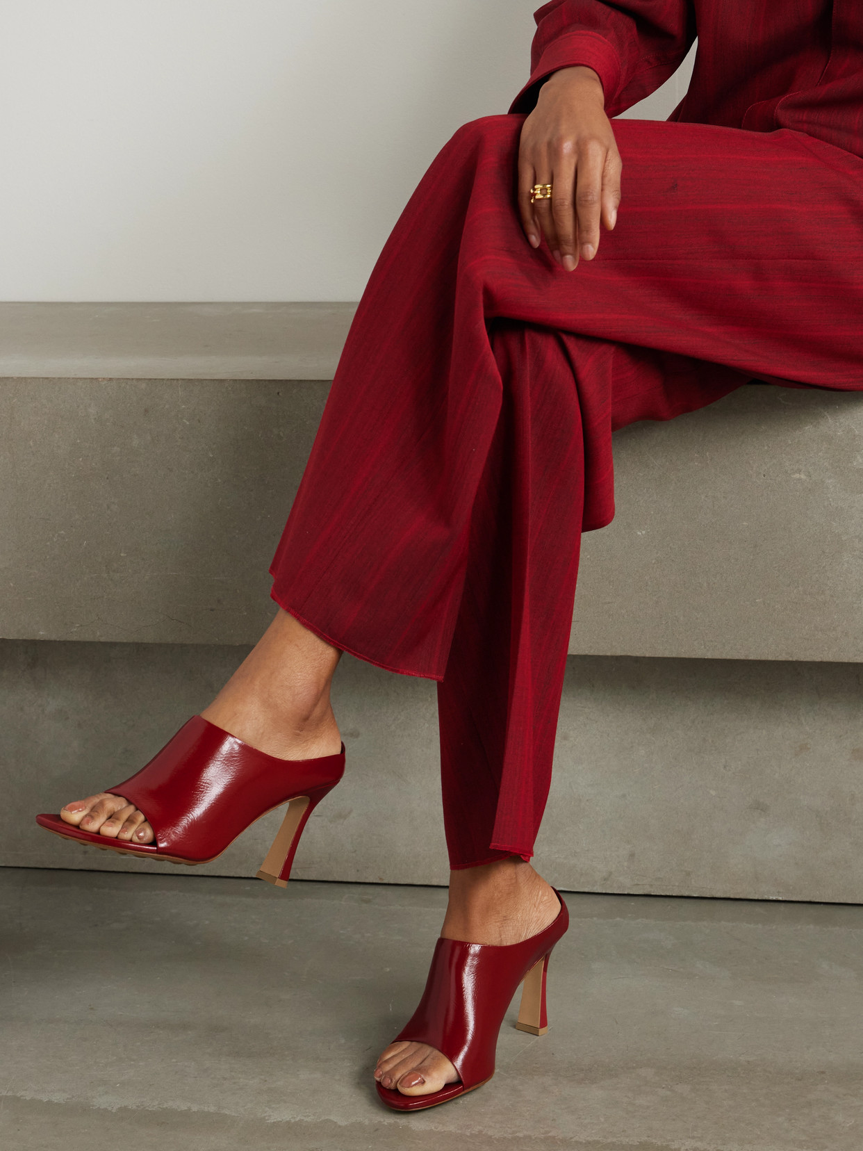 Bottega Veneta Pointed High Heel Sandals In Red
