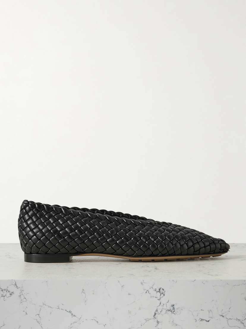 Bottega Veneta Sofia Intrecciato Leather Point-toe Flat