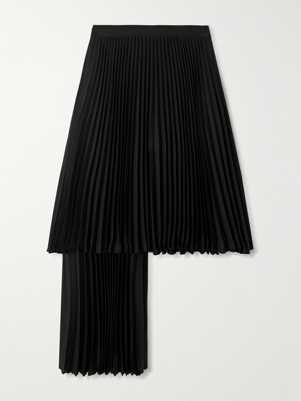 Bottega Veneta Layered Pleated Twill Midi Skirt In Black
