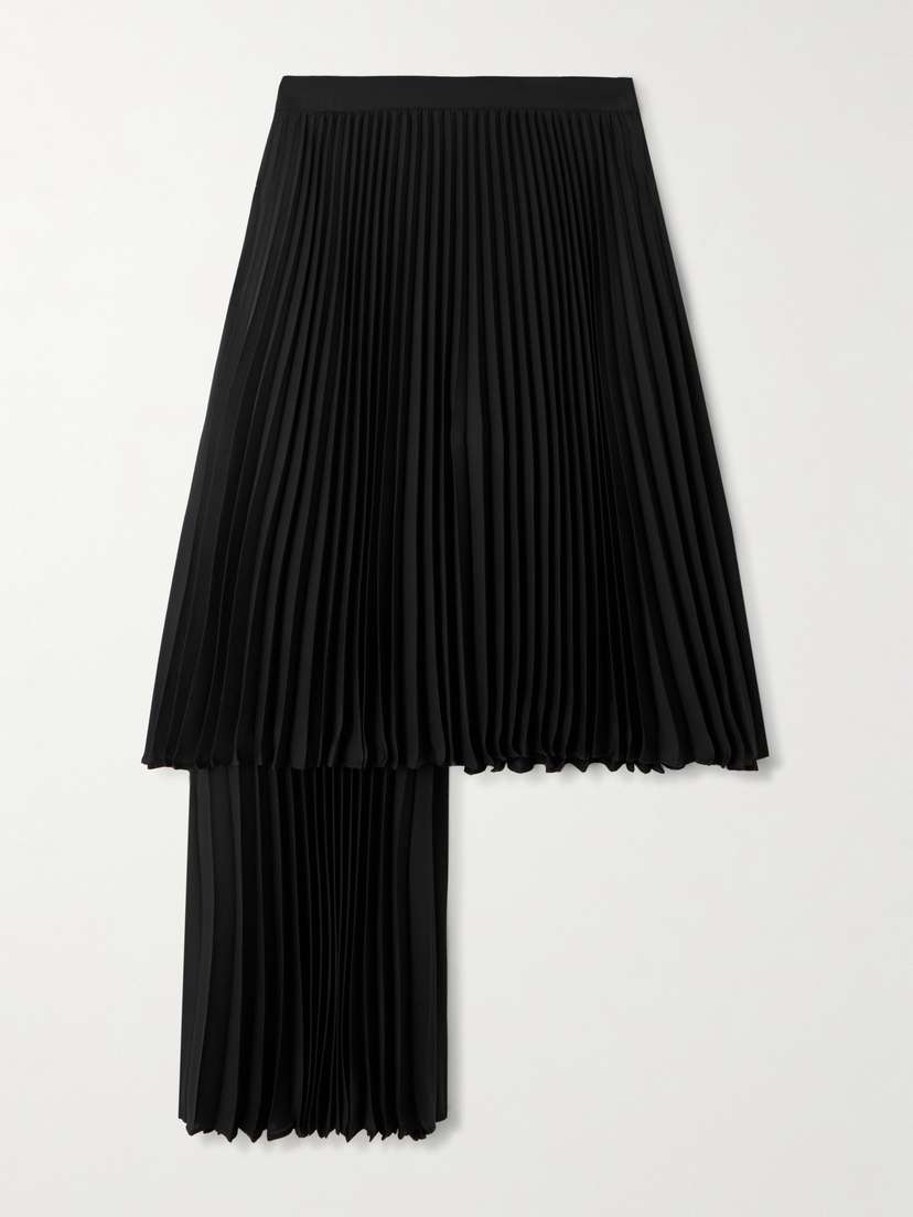 Bottega Veneta Layered Pleated Twill Midi Skirt