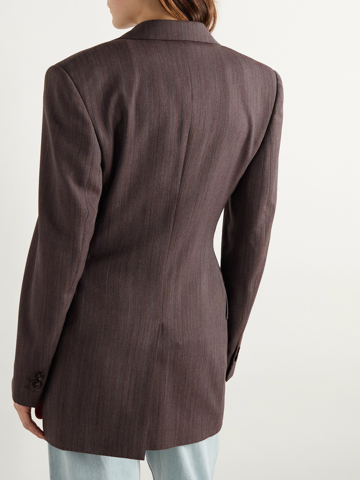 Bottega Veneta Striped Wool-blend Twill Blazer In Brown