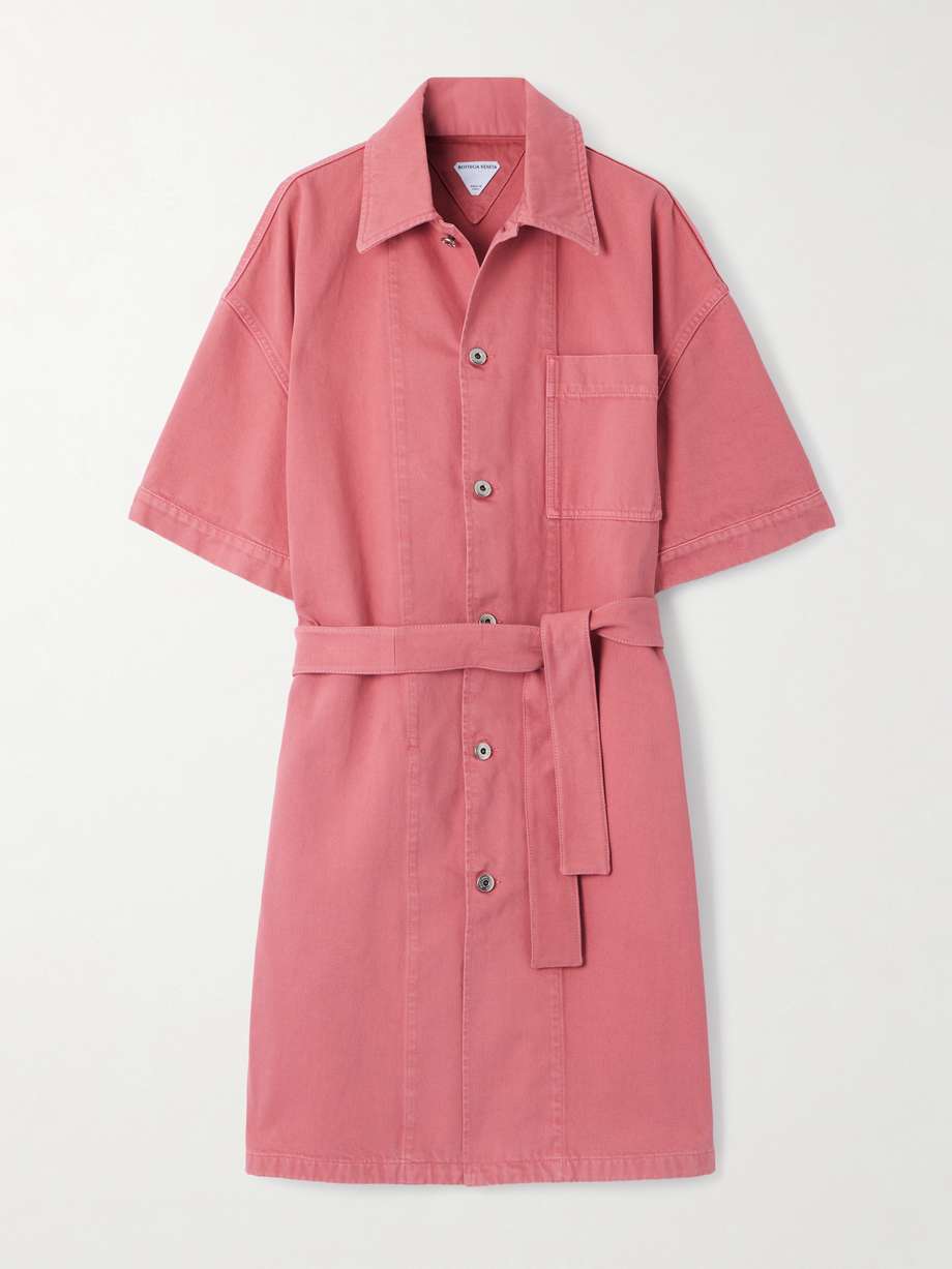 oversized belted denim shirt dress