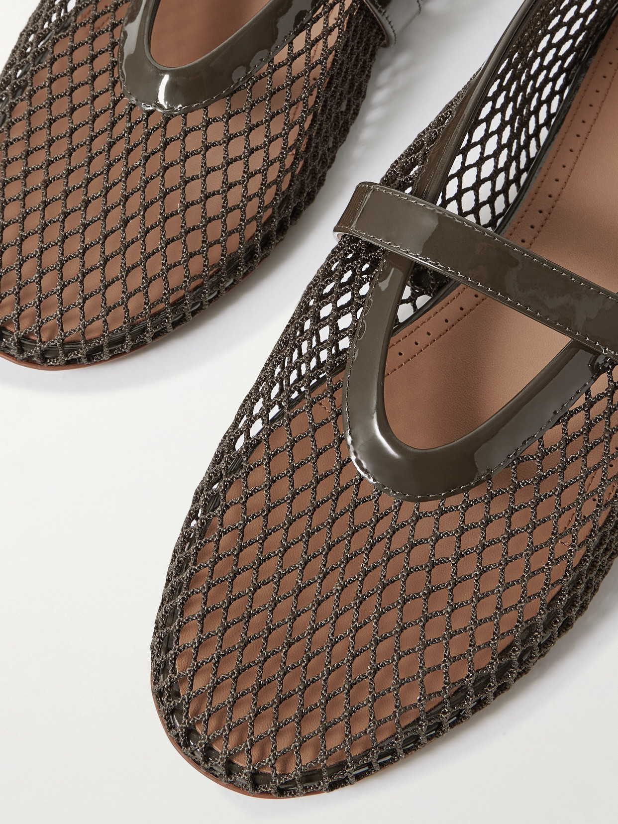 Alaïa Suede-trimmed Mesh Ballet Flats