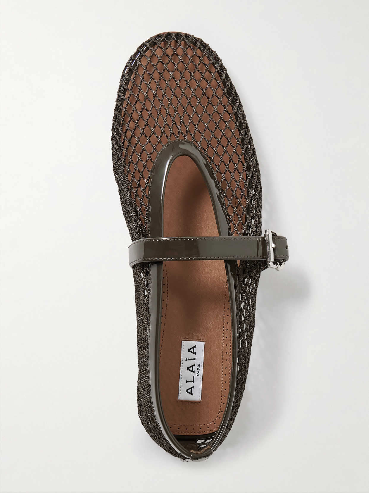 Alaïa Suede-trimmed Mesh Ballet Flats