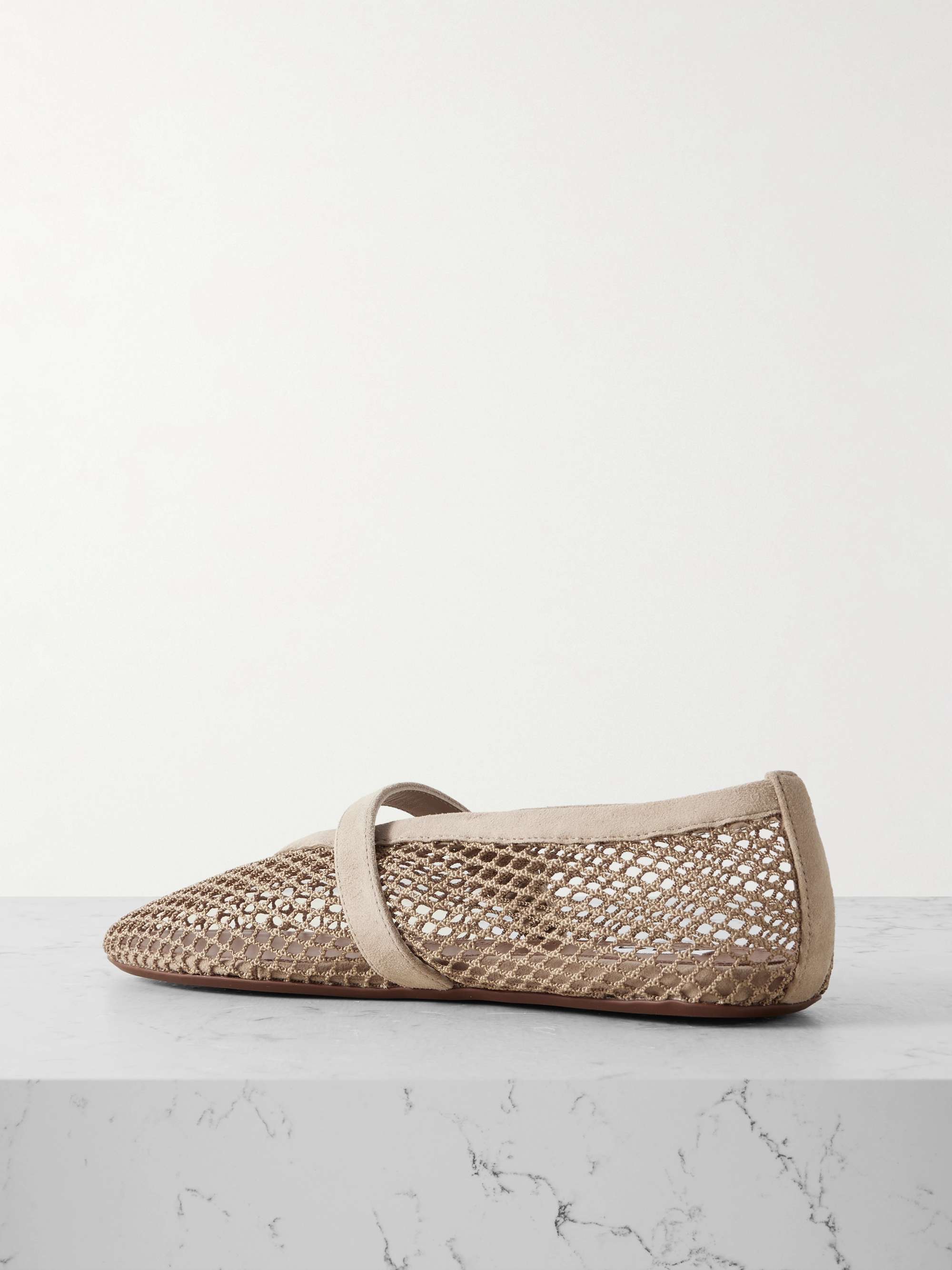 ALAÏA 漆皮边饰网布芭蕾平底鞋