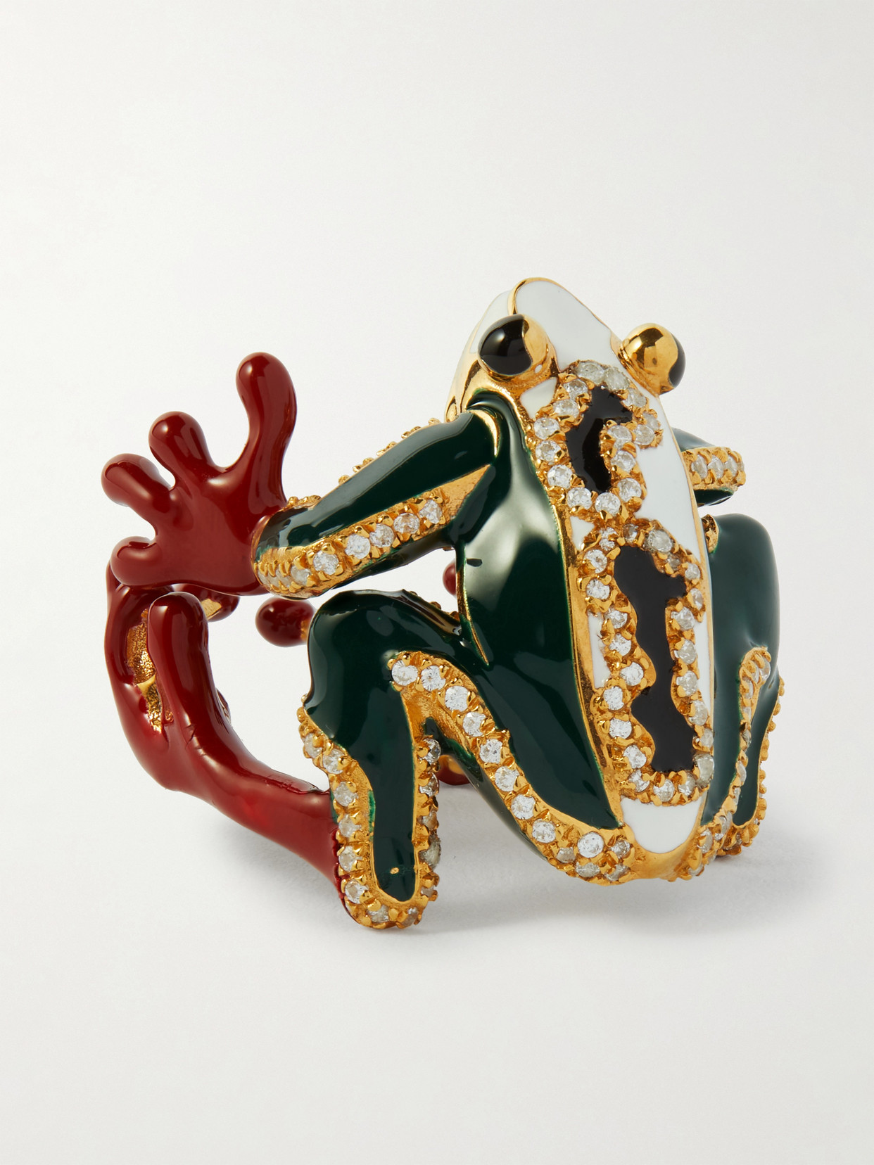 Bottega Veneta Gold-plated Silver, Cubic Zirconia And Enamel Ring