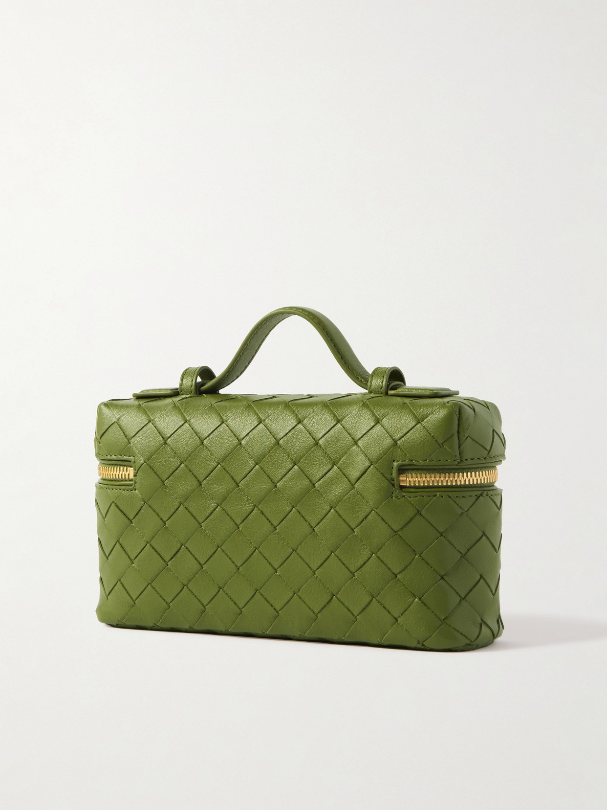 Bottega Veneta Intrecciato Leather Convertible Vanity Case In Green