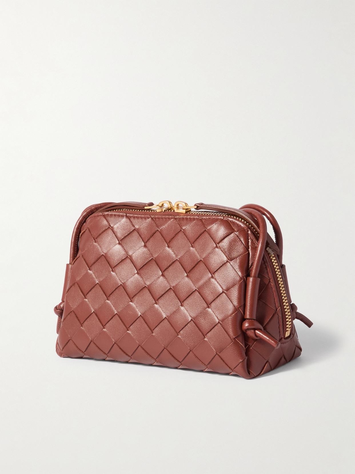 Bottega Veneta Mini Concert Intrecciato Leather Crossbody Bag In Brown