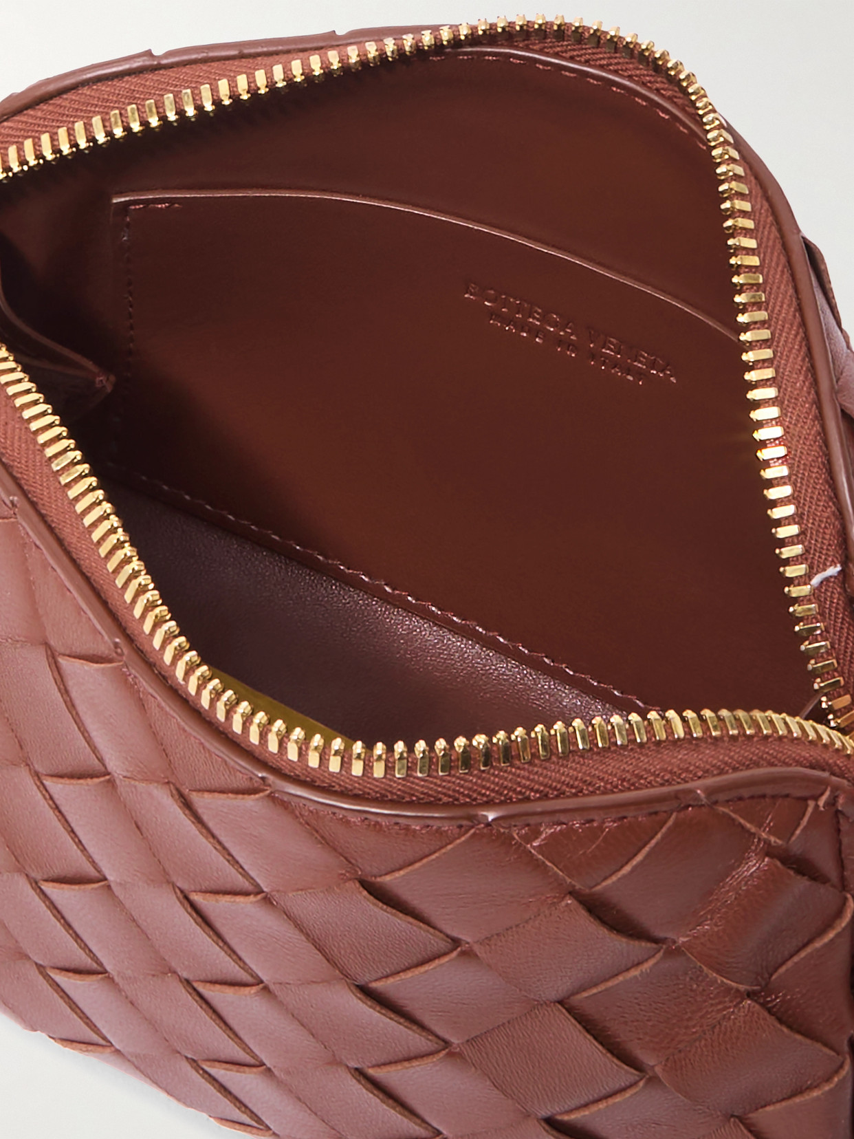 Bottega Veneta Mini Concert Intrecciato Leather Crossbody Bag In Brown