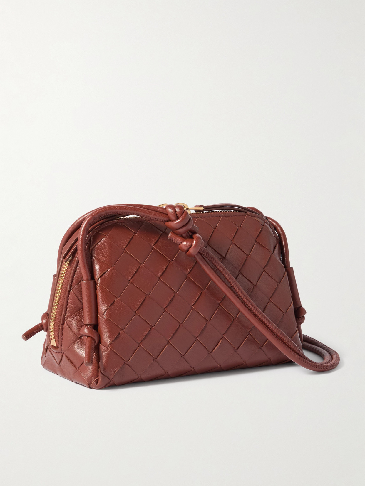 Bottega Veneta Mini Concert Intrecciato Leather Crossbody Bag In Brown