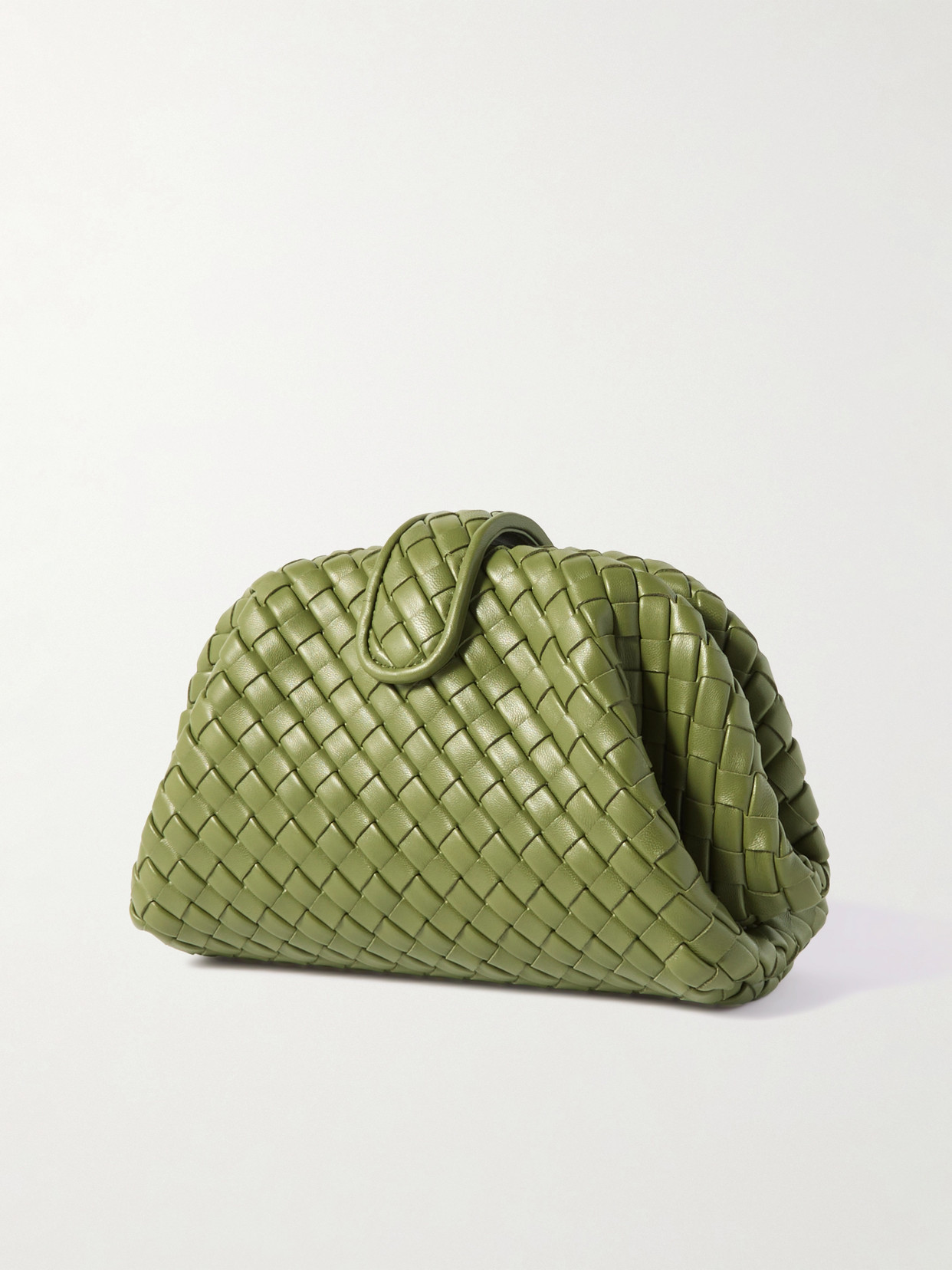 Bottega Veneta Lauren 1980 Small Intrecciato Leather Clutch In Green