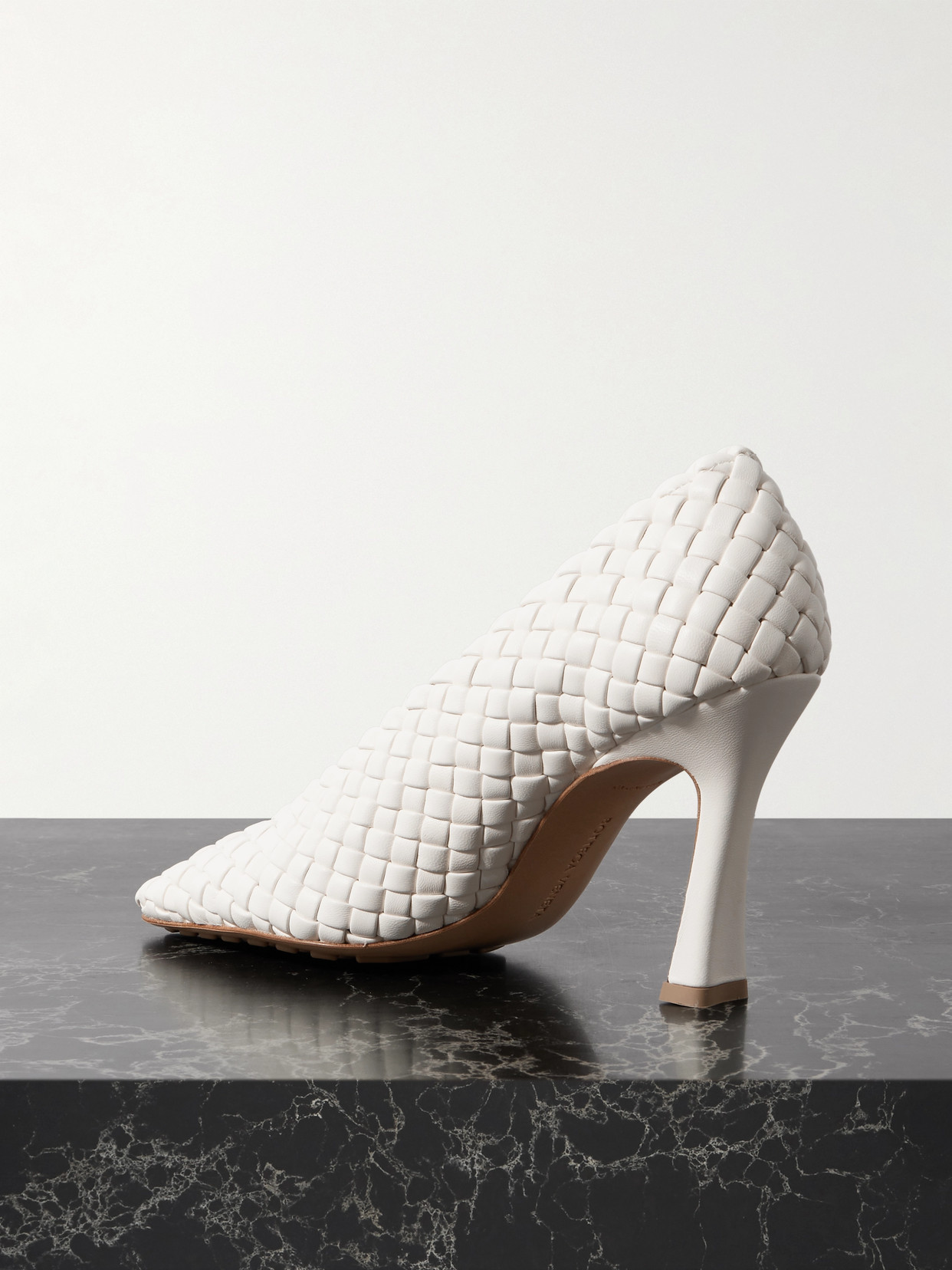 Bottega Veneta Sofia Intrecciato Leather Pumps In White