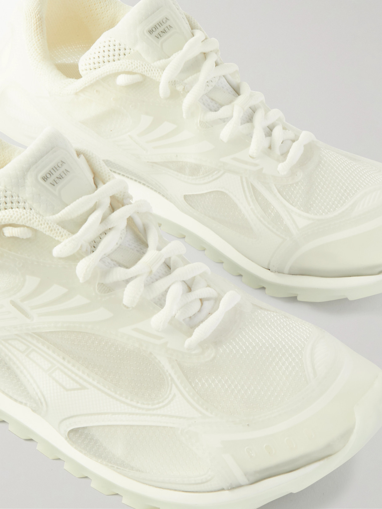 Bottega Veneta Orbit Rubber And Mesh Sneakers In White