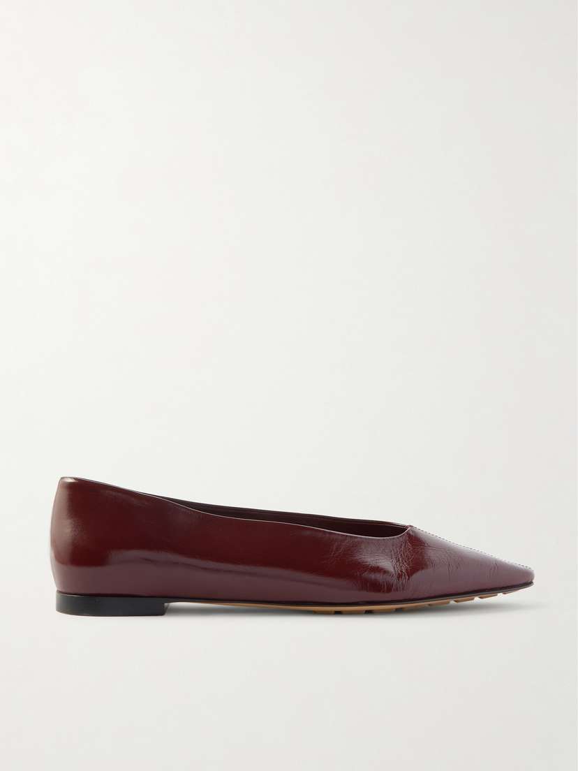 Bottega Veneta Sofia Patent-leather Point-toe Ballet Flats