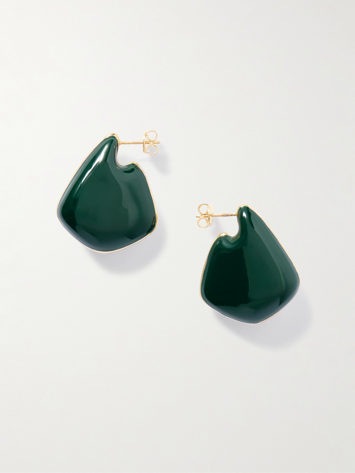 Bottega Veneta Gold-plated And Enamel Earrings In Green