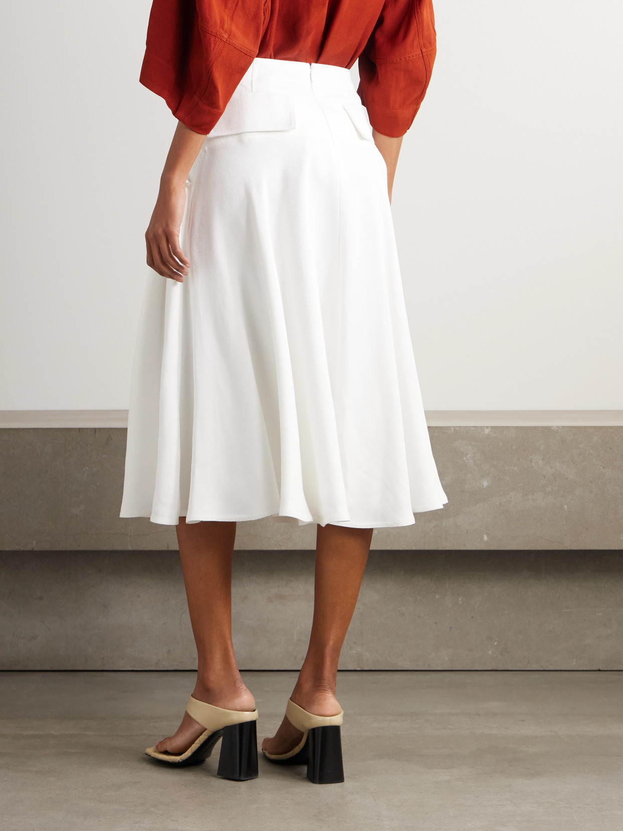 Pleated Twill Midi
