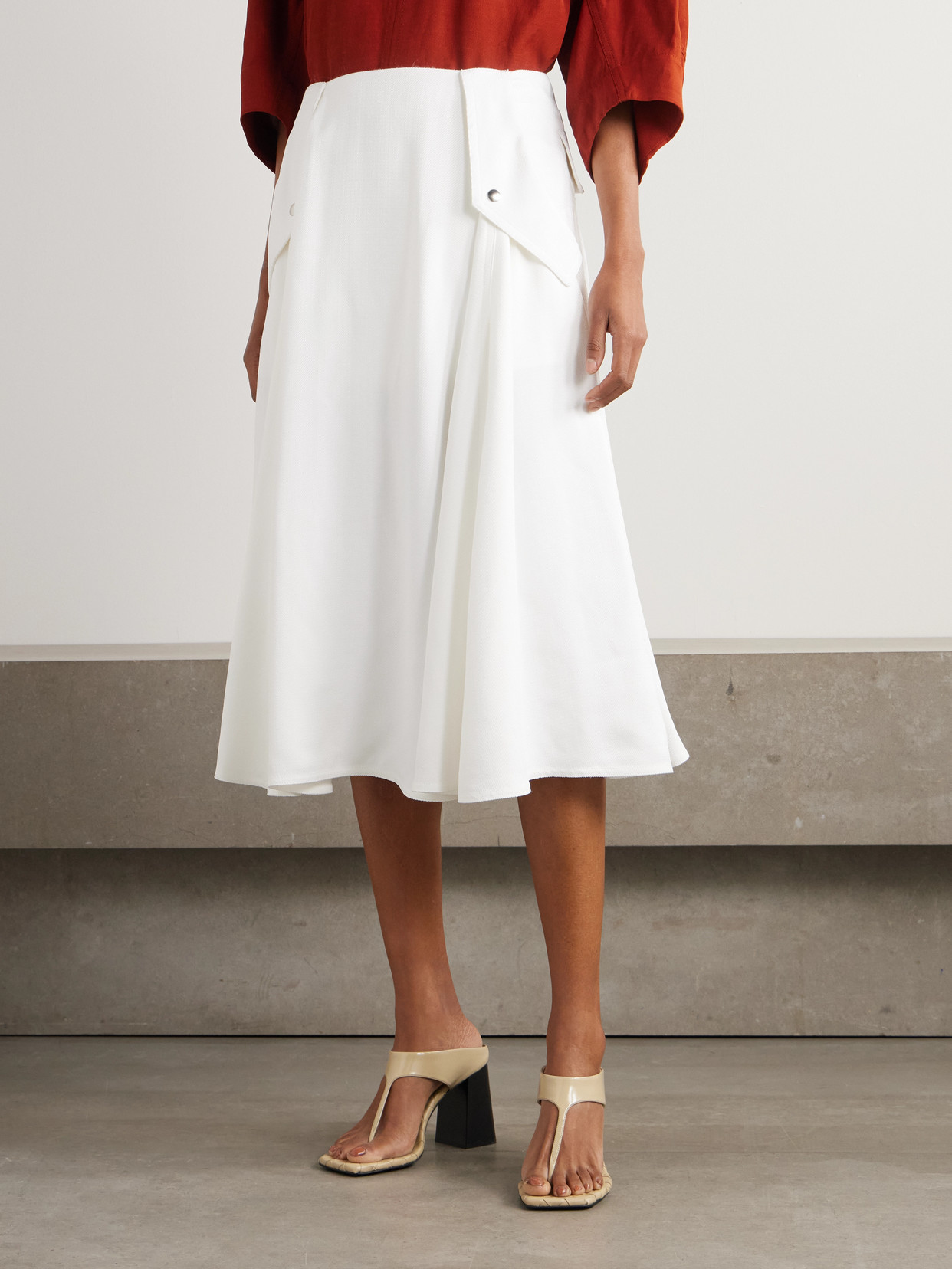 Pleated Twill Midi