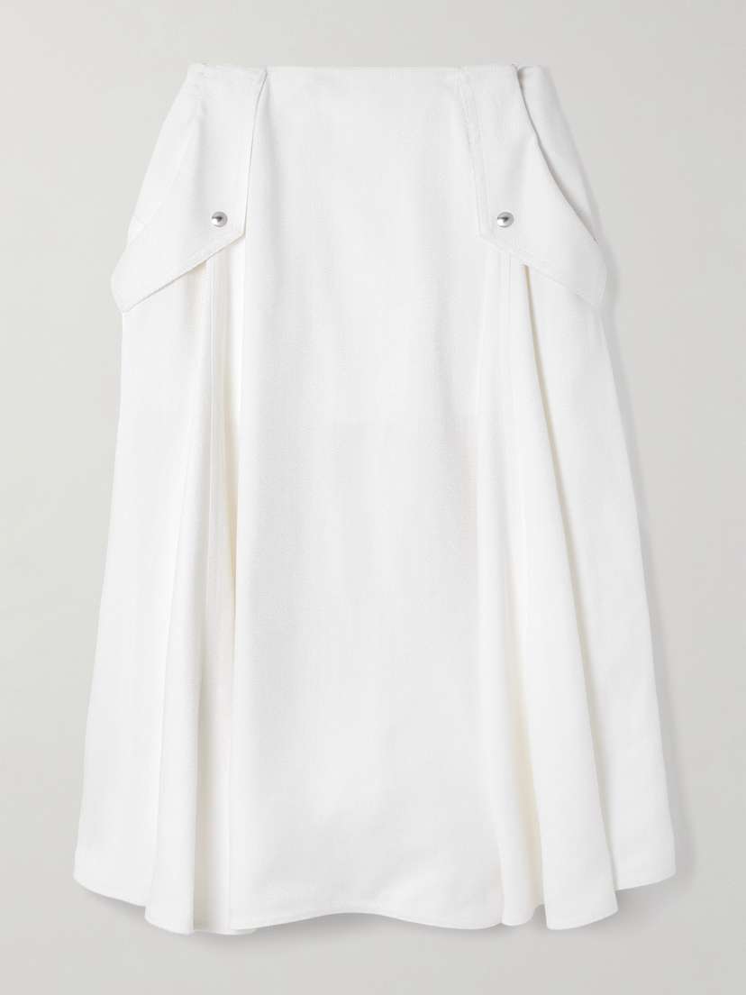 Bottega Veneta Pleated Twill Midi Skirt