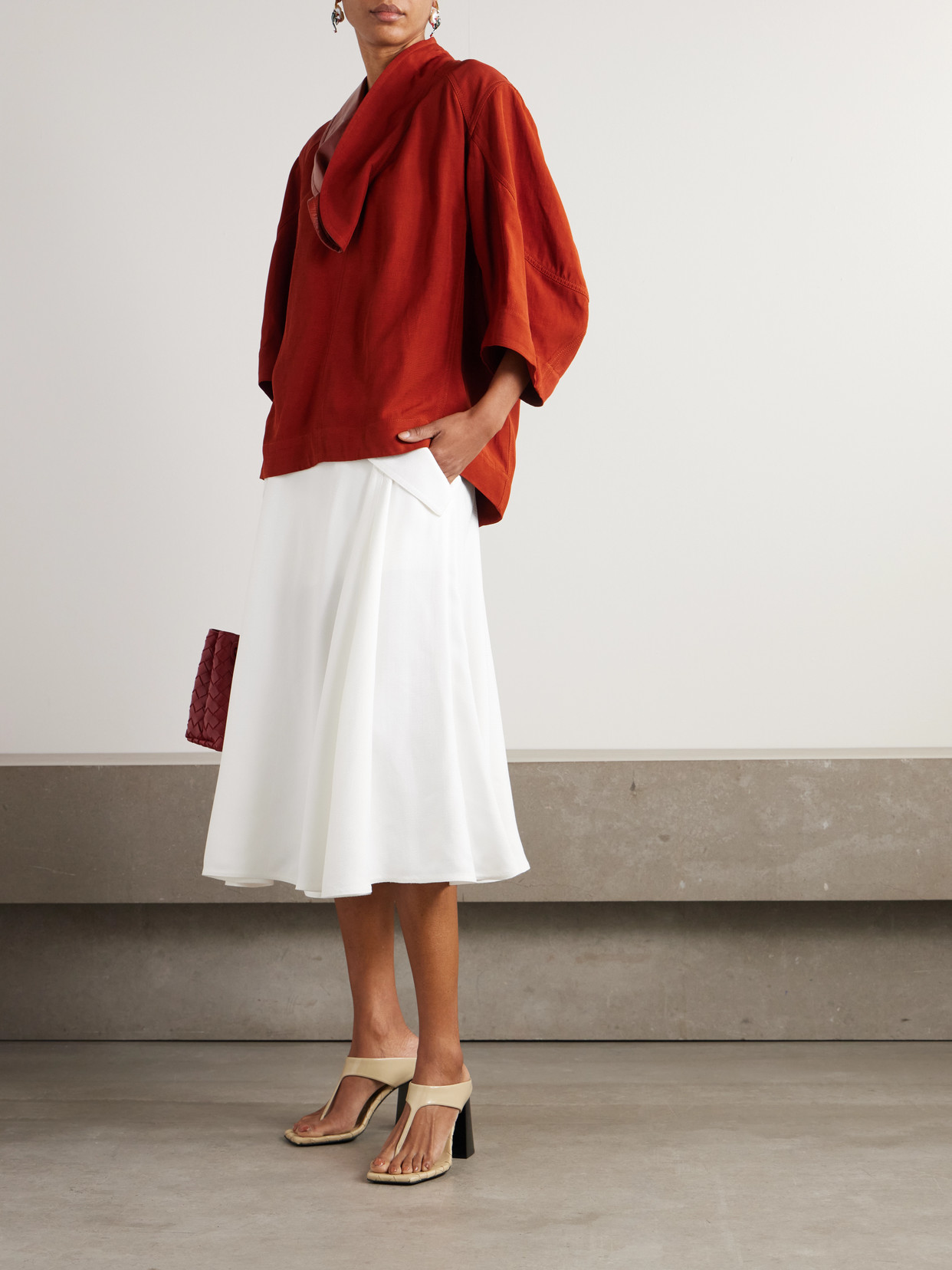 Pleated Twill Midi