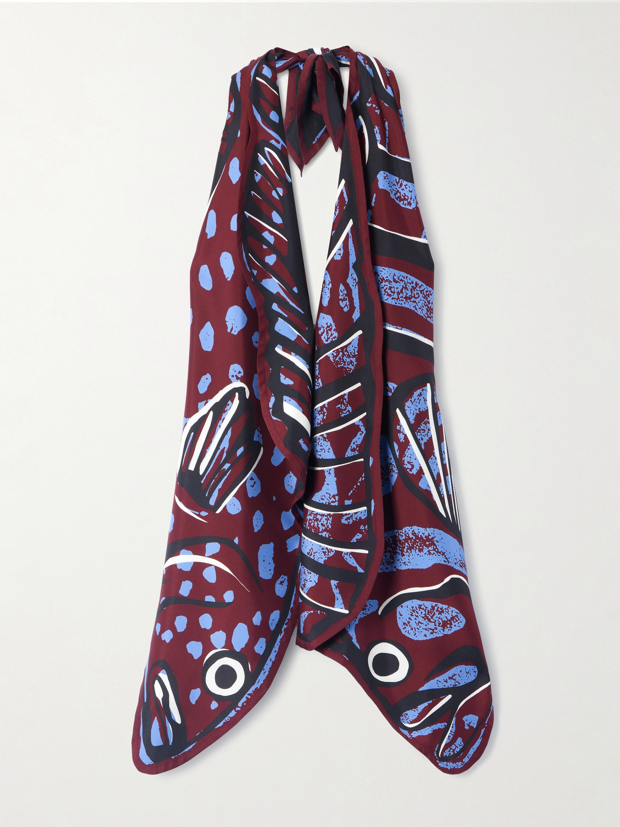 Bottega Veneta - Open-back Printed Silk-twill Halterneck Top - Plum