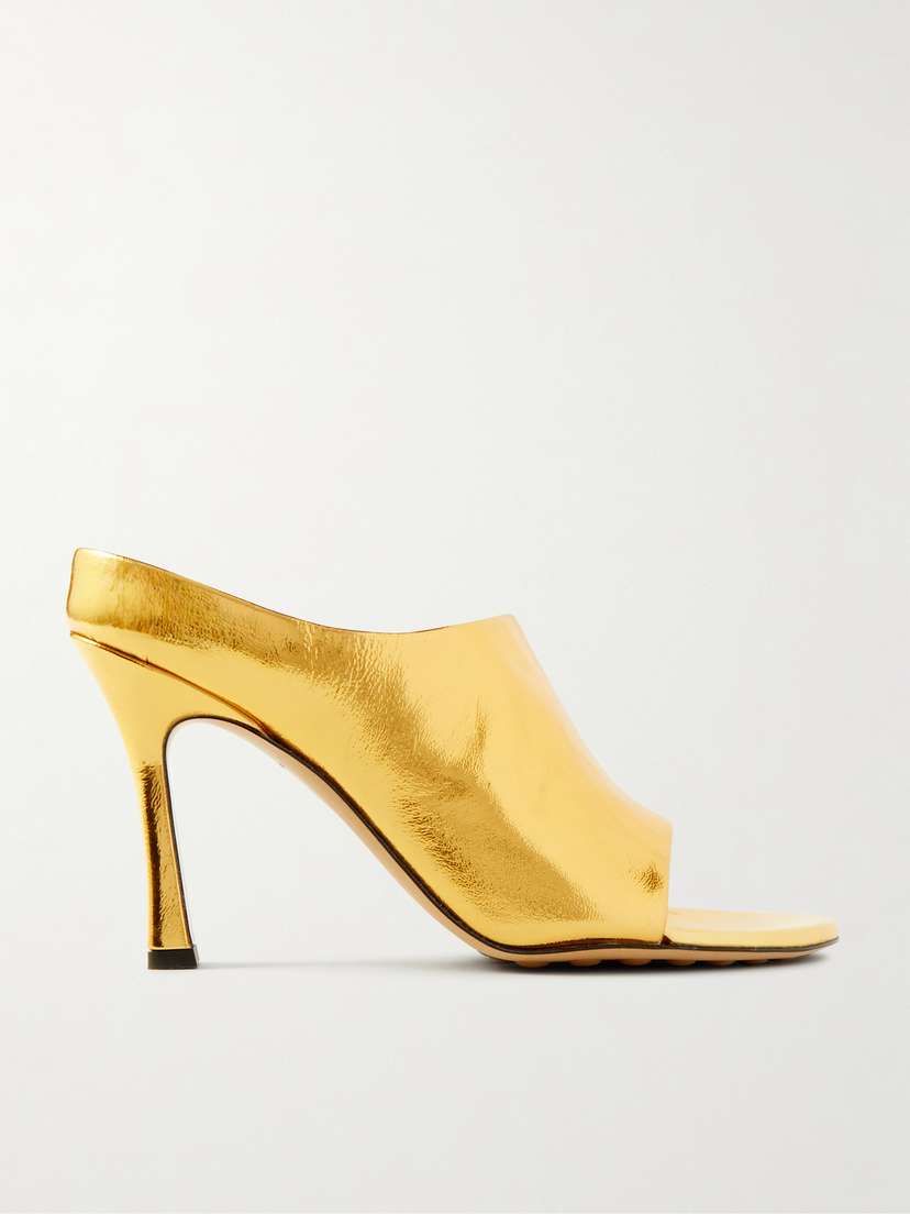 Bottega Veneta Rana Metallic Leather Mules