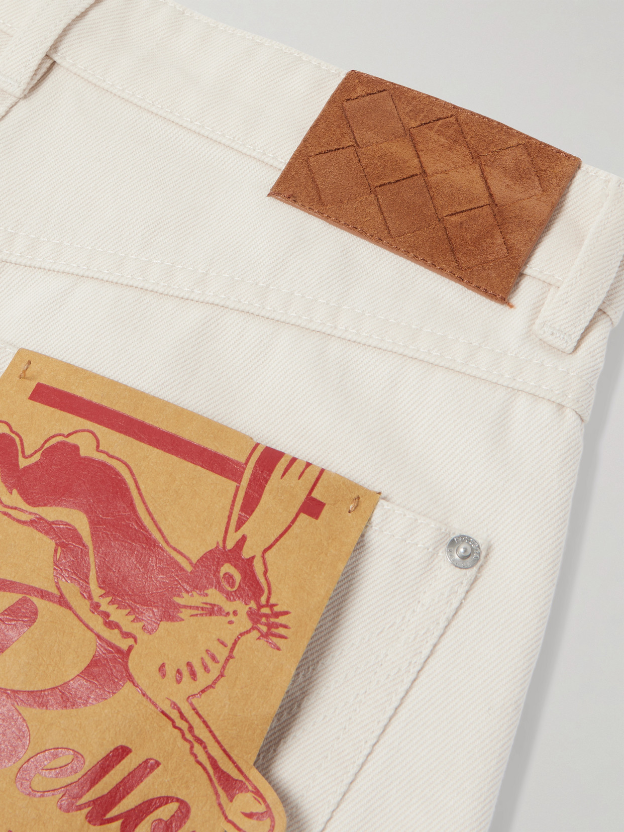 Bottega Veneta Meringue Coloured Turned Up Jeans In Cream