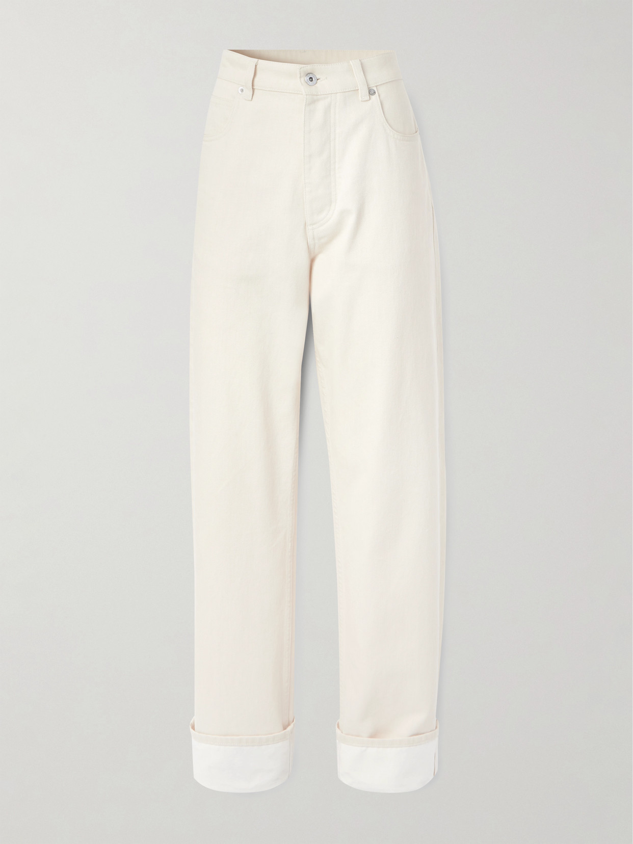 Bottega Veneta Meringue Coloured Turned Up Jeans In Cream