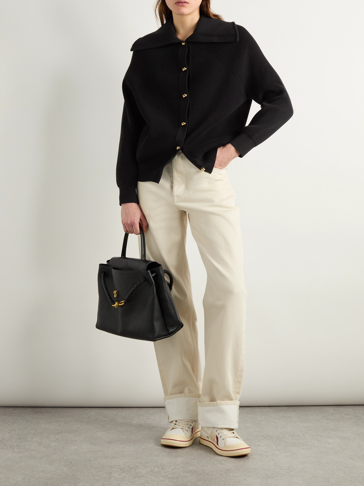 Bottega Veneta Wool Cardigan In Black