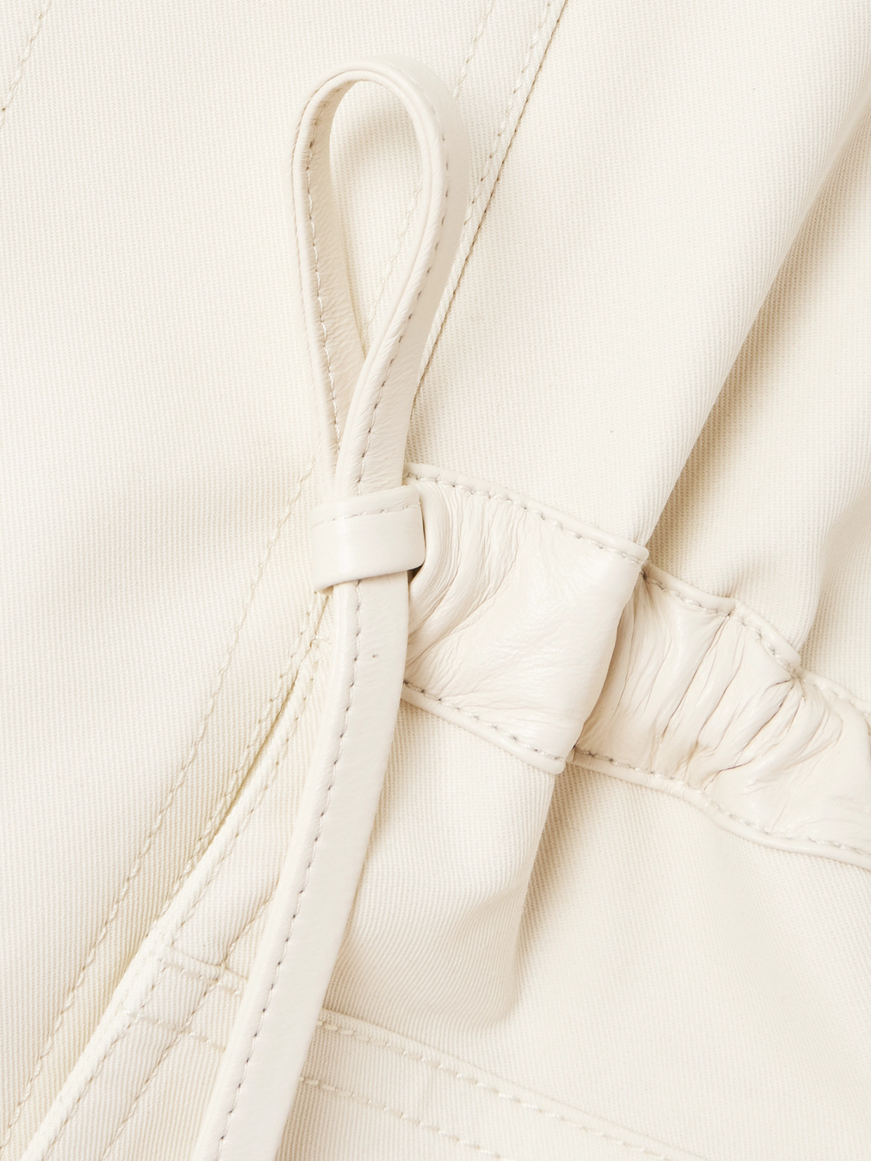 Leather-Trimmed Cotton-Twill Jacket