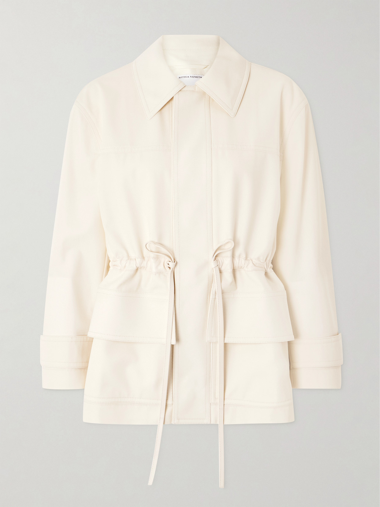 Bottega Veneta Leather-trimmed Cotton-twill Jacket In Cream